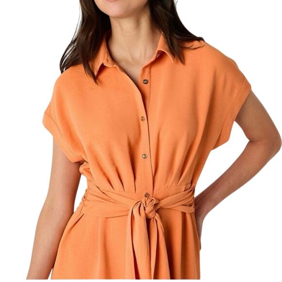 NWT-Worthington Womens Short Sleeve Midi Shirt Dress Orange
Soda, Size 2X - Picture 2 of 10